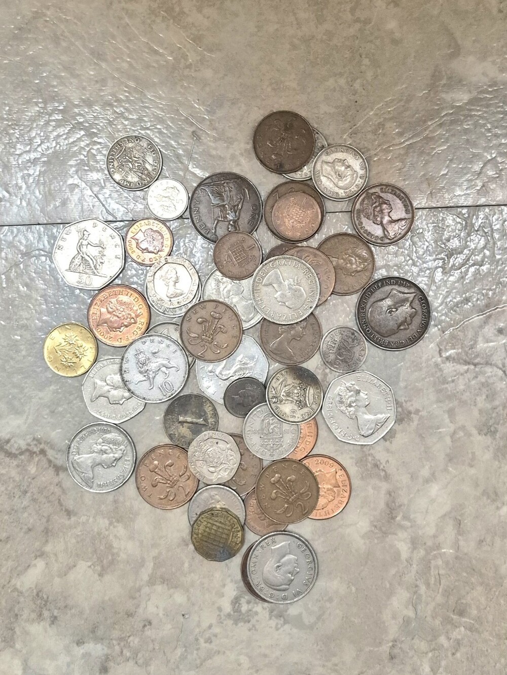 Mixed English Coins Lot - Assorted Metallic Tones